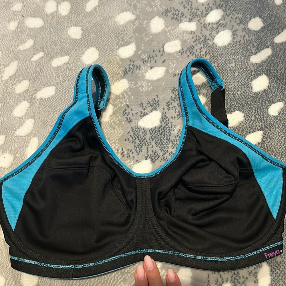 Freya Black and Turquoise Underwire Sports Bra